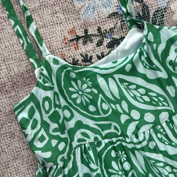 La Ligne Gathered Printed Cotton And Silk-blend Midi Dress In Kelly Green - Picture 3 of 7